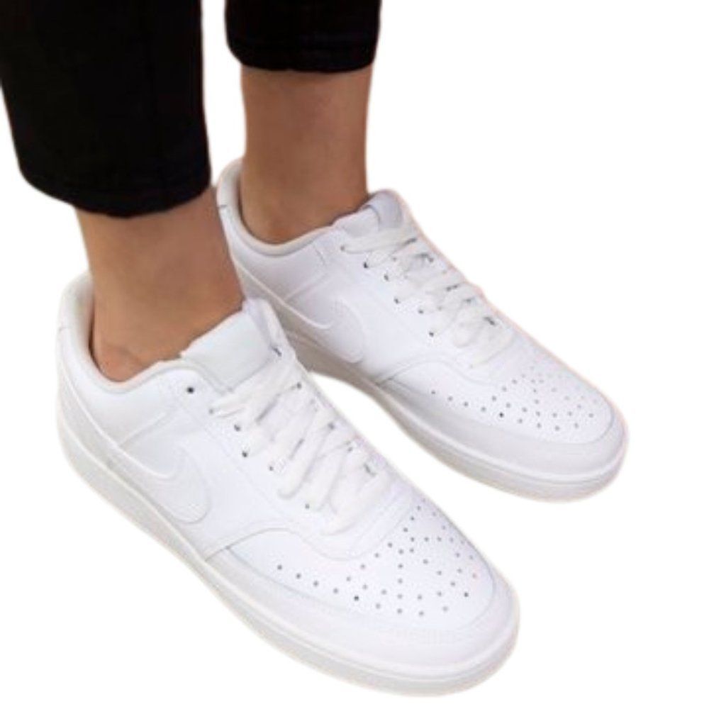 Nike Women's White Court Vision Low Sneaker Shoes Size 8.5